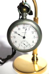 Antique Waltham Railroad Conductors Pocket Watch On Stand