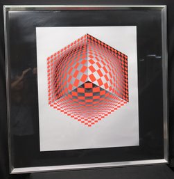 Victor Vasarely Pencil Signed Op Art Color Meran Silkscreen, Framed. Numbered