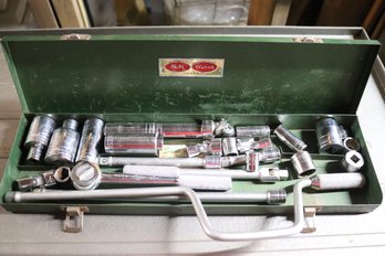 Vintage SK Wayne Wrench Set /tools In Green Metal Box