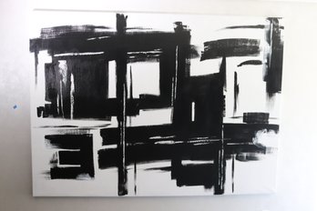 Oversized BMC Original Abstract Black And  White Acrylic Painted Artwork Great Look For A Large Wall!