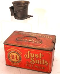 Vintage Buchanan & Lyall Cut Plug Tobacco Tin & Vintage Cigar Pail Style  Ashtray