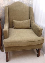 Lovely Wing Chair In An Olive Green Tone