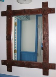 Authentic Tramp Art Wood Wall Mirror