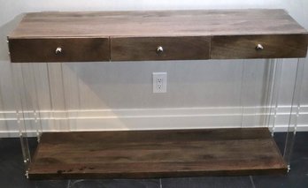 Modern Barn Wood & Lucite Console Or Sideboard