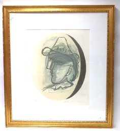 Signed & Numbered Lithograph In The Of Style Of Picasso Abstract Face In Profile.