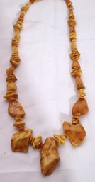 Gorgeous Polished Amber Rock Beaded Necklace Approx 30 Inches Long