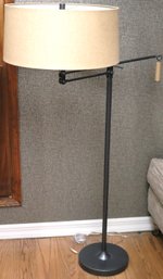 Cool Looking Modern Adjustable Metal Floor Lamp With Linen Shade.