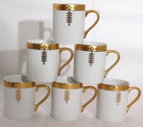 Set Of 6 Imperial Coffee Mugs Adapted From A Design By Frank Lloyd Wright For Tiffany & Co 1992