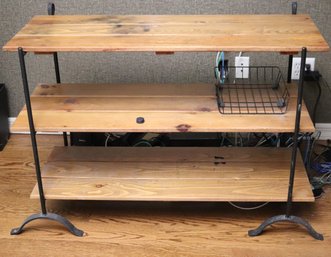 Pottery Barn Wood And Wrought Iron 3 Shelf Etagere.