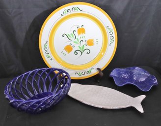 An Assortment Of Ceramic Serving Pieces With 14 Stangl Tulip Plate And More.