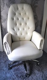 Quality Custom Swivel Chair By Belnick With A Tufted Back & Nail Head Accents, Very Comfortable!