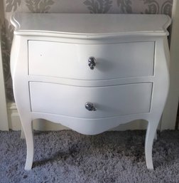White Lacquer Night Table With Skull Drawer Pulls