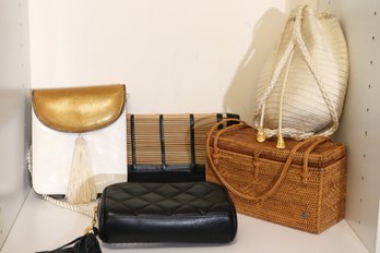 Hand Bags Include Susan Gail Genuine Snake Skin, Helen Kaminski Woven Bag Black/straw Mooroo And Donna Karen