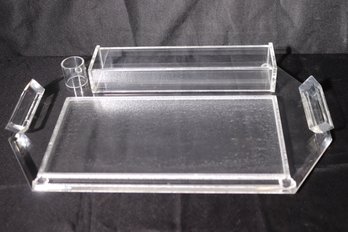 Vintage Lucite Tray With Inserts