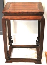 Classical Ming Style Wood End Table Or Pedestal With Carved Design On The Legs