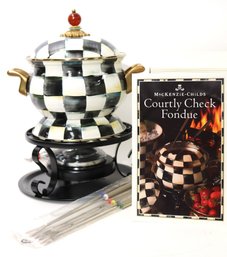 McKenzie - Childs Courtly Check Fondue Pot & Sticks In Original Box