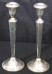 A Pair Of Vintage Empire, Sterling Silver Weighted, Candlesticks.