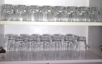 Lot Of 12 Vintage Tall Water Glasses, And 24 Short, With Trapped Bubble Design, Possibly Swedish.