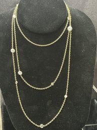 14k YG Fine Necklace With CZ Stones Throughout