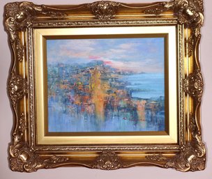 Impressionist Style Landscape Painting On Board Signed By W. Chapman In A Beautiful Victorian Style Frame