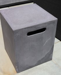 Grey Cement Side Table Cube With Handle Holes
