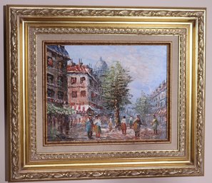 Impressionist Street Scene Painting Signed By Bernett