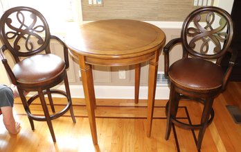 Quality Swivel Pub Stools With Nail Head Accents & Foot Rest Includes High-top Table