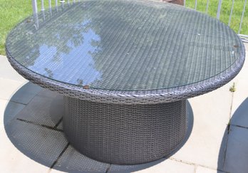 Frontgate Furniture Outdoor Rattan Dining Table With Glass Top