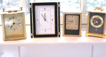Collection Of Vintage Desk Clocks Including Bulova, Linden, Elite England Quartz