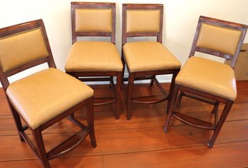 Lot Of 4 Bausman Fine Furniture Counter Stools With Nail Heads.