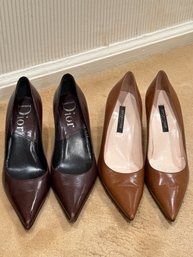 Women's Designer High Heel Shoes By Christian Dior Size 37 1/2 And Sergio Rossi Size 38