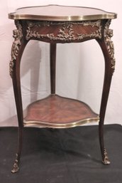 Gorgeous Theodore Alexander Triangular Inlaid French Style Side Table With Caryatids And Ormolu