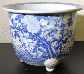 Vintage Blue And White Asian Style Footed Planter