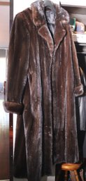 Vintage Ladies Long Full- Length Dark Brown Mink Coat Approx. Sz.12