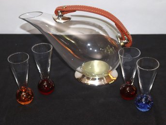 Pesprit A La Vin Wine Decanter & Stylish Bubble Based Cordial Shot Glasses