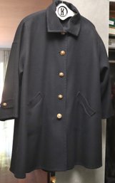 Vintage Salvatore Ferragamo Made In Italy Ladies Swing Coat With Brass Buttons.