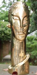 Balos Art Deco/ Machine Era Style Brass Sculpture Of Female Figural Form