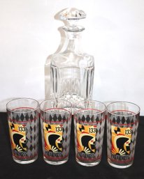Set Of 4 Preakness 133 Water Glasses & Crystal/glass Decanter