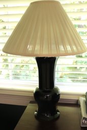 Dark Modern Table Lamp With Pleated Shade