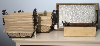 A Variety Of New Baskets With Linen Liners, For Packaging Decorations.