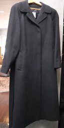 Vintage Aquascutum Black Cashmere Full Length Ladies Coat Approx. Sze. 10.