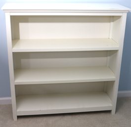 Pottery Barn White Wood Bookcase With 3 Shelves.