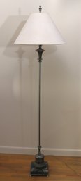 Vintage Ornate Metal Floor Lamp With Paw Foot On A Marble With 2 Lights And A Pull Chain