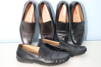 Three Pairs Of Mens Pre-owned Geoxx Leather Loafers.