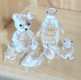 Crystal Miniatures Include Swarovski Bear, Penguin, Duck, Swan, Penguins