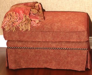 Custom Upholstered Ottoman Measures Includes Throw Blanket As Pictured.