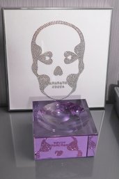 Purple Veritas Glass Bowl & Crystal Studded Skull Wall Art