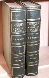 Two Oversized Leather-bound Books Of History Of English Plate By CJ Jackson In Two Volumes