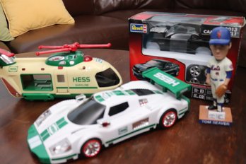 Hess Toy Race Car And Helicopter, Tom Seaver Bobble Head And Camaro Model Car
