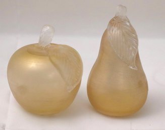 Murano Hand Blown Artisan Glass Apple And Pear Dcor Made In Italy